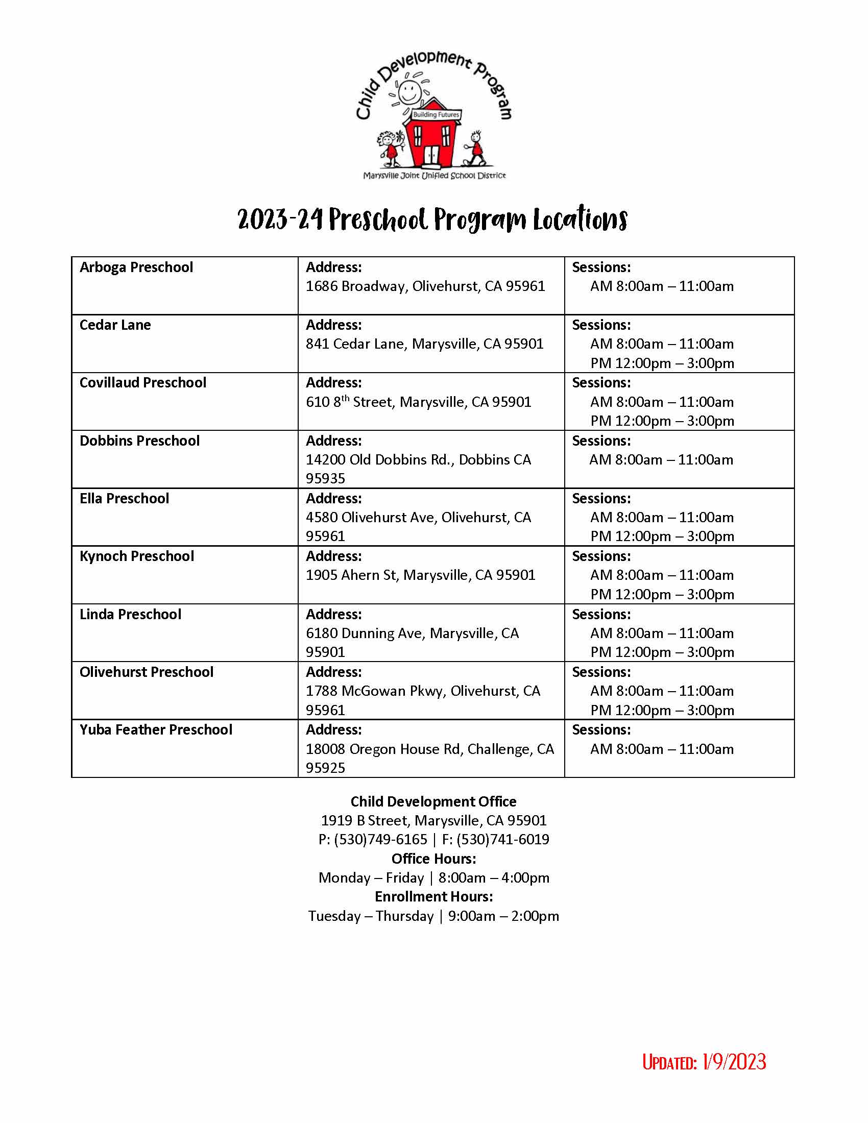 23-24 Preschool Locations